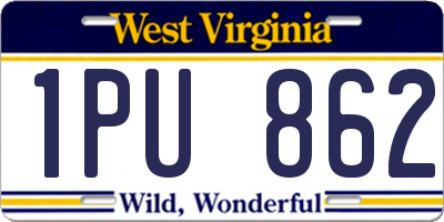 WV license plate 1PU862