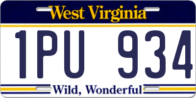 WV license plate 1PU934
