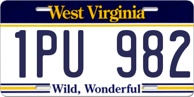 WV license plate 1PU982