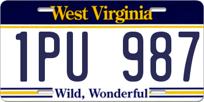 WV license plate 1PU987