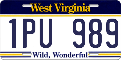 WV license plate 1PU989
