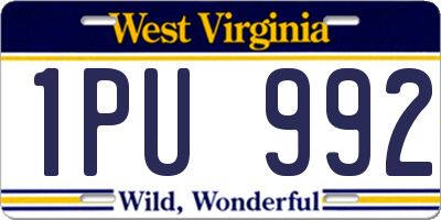 WV license plate 1PU992
