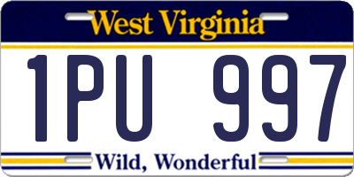 WV license plate 1PU997