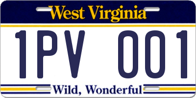 WV license plate 1PV001