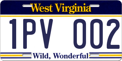 WV license plate 1PV002
