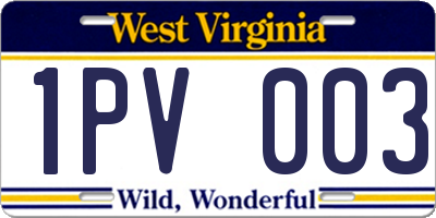 WV license plate 1PV003
