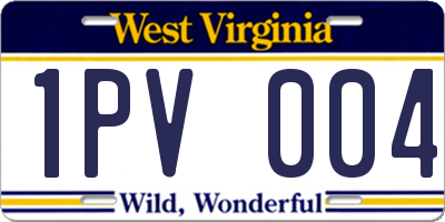 WV license plate 1PV004