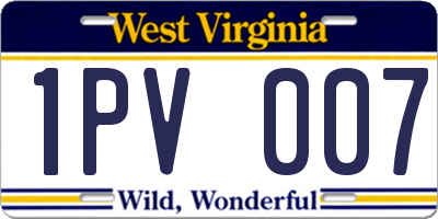 WV license plate 1PV007