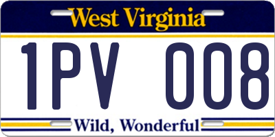 WV license plate 1PV008