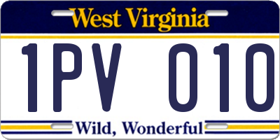 WV license plate 1PV010