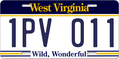 WV license plate 1PV011