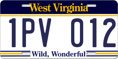 WV license plate 1PV012
