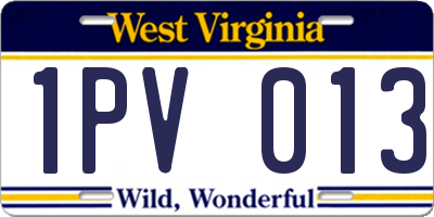 WV license plate 1PV013