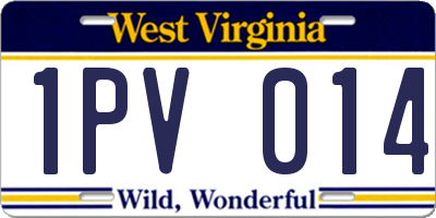 WV license plate 1PV014