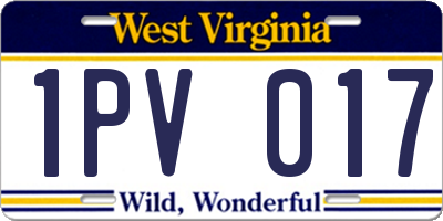 WV license plate 1PV017