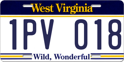 WV license plate 1PV018