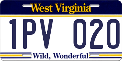 WV license plate 1PV020