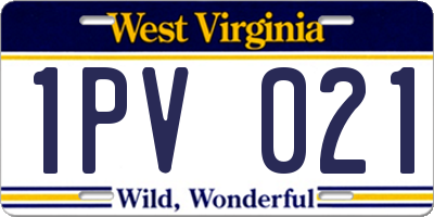 WV license plate 1PV021