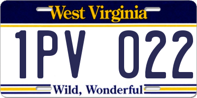 WV license plate 1PV022