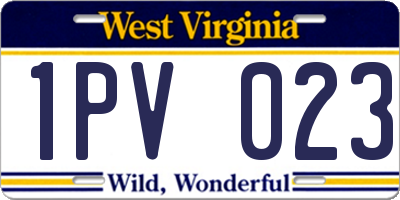 WV license plate 1PV023