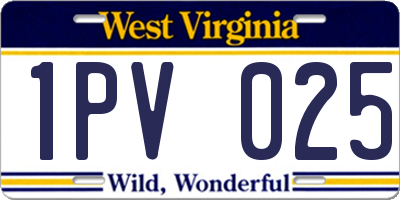 WV license plate 1PV025