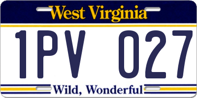 WV license plate 1PV027