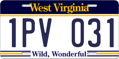 WV license plate 1PV031