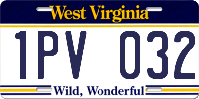 WV license plate 1PV032