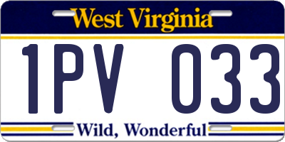 WV license plate 1PV033