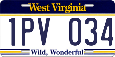WV license plate 1PV034