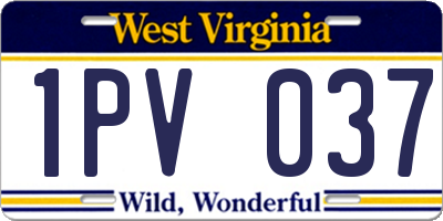 WV license plate 1PV037