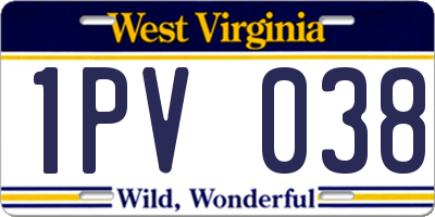 WV license plate 1PV038