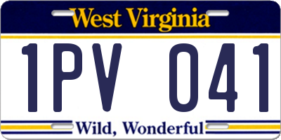 WV license plate 1PV041