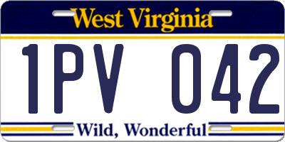 WV license plate 1PV042