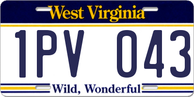 WV license plate 1PV043