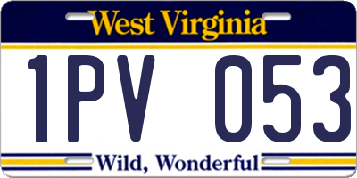 WV license plate 1PV053