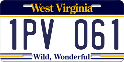 WV license plate 1PV061