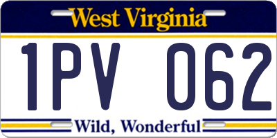 WV license plate 1PV062