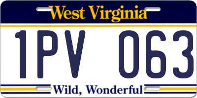 WV license plate 1PV063