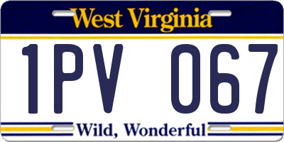 WV license plate 1PV067