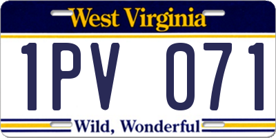 WV license plate 1PV071