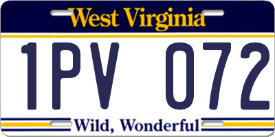 WV license plate 1PV072