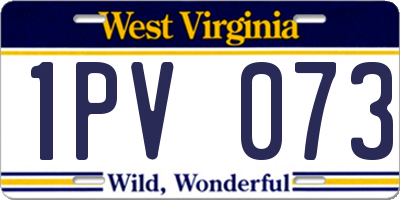 WV license plate 1PV073
