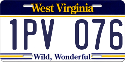 WV license plate 1PV076