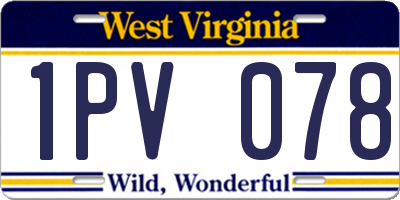 WV license plate 1PV078