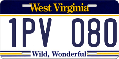 WV license plate 1PV080