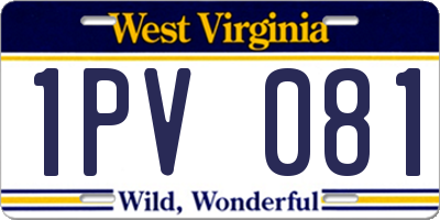 WV license plate 1PV081