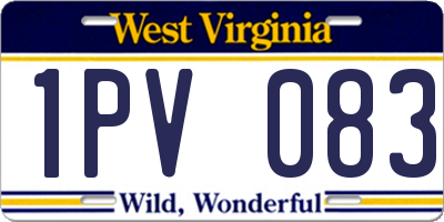 WV license plate 1PV083