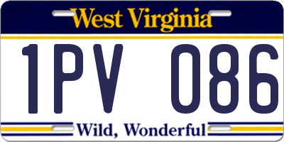 WV license plate 1PV086