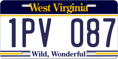 WV license plate 1PV087